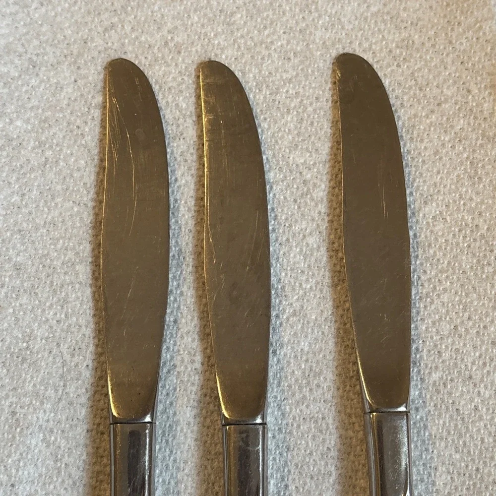 ONEIDA COMMUNITY MY ROSE 3 DINNER KNIVES STAINLESS STEEL FLATWARE SILVERWARE